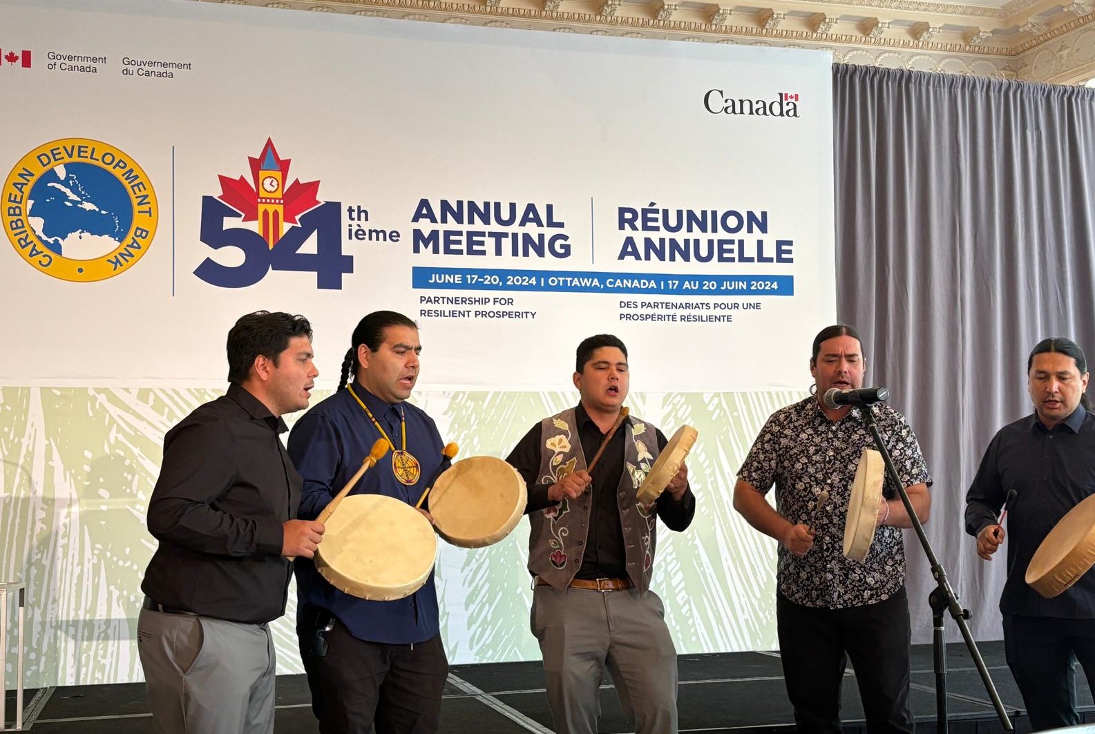 Members of the Eagles Singers performing at the Opening Ceremony of CDB's Annual Meeting