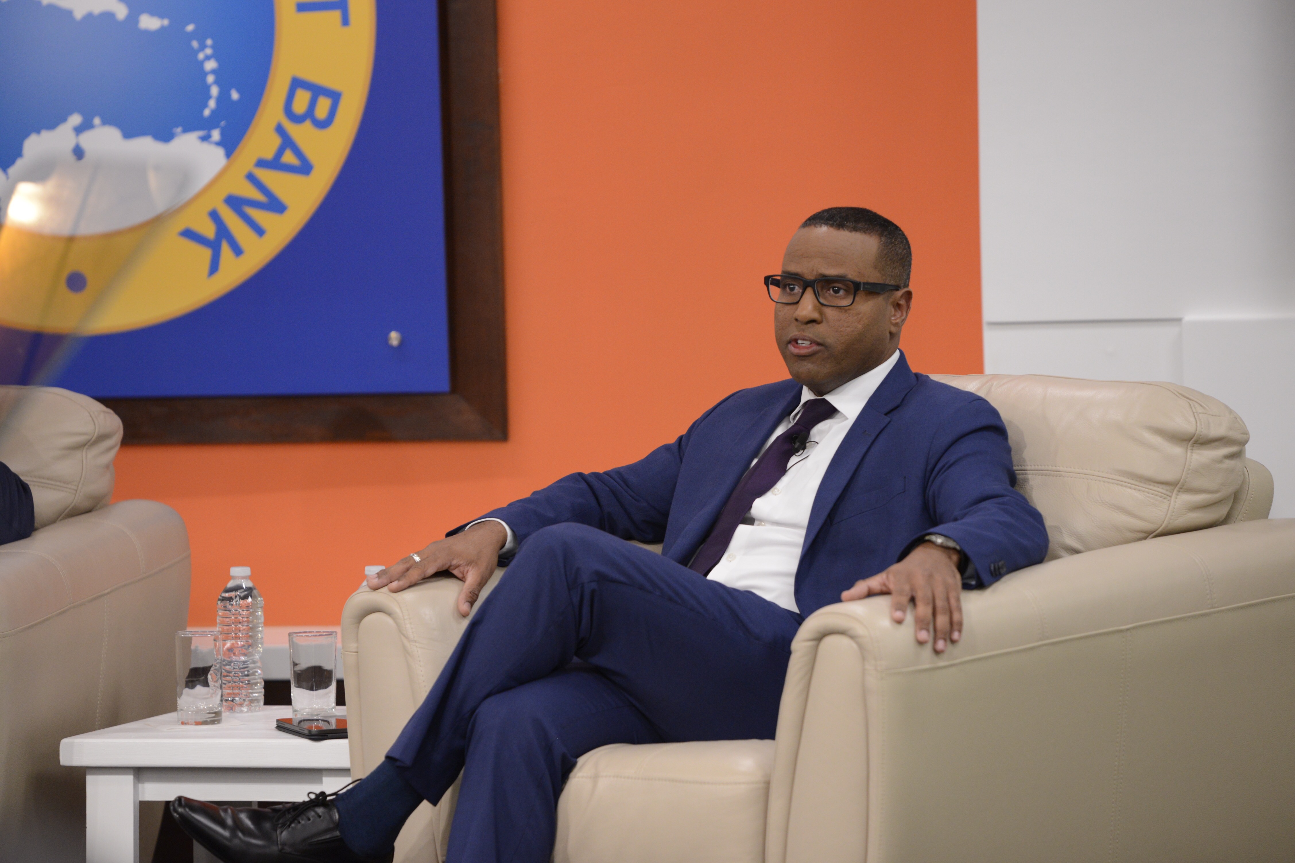 CDB Director of Economics, Dr Justin Ram at the Bank's Annual Press Meeting